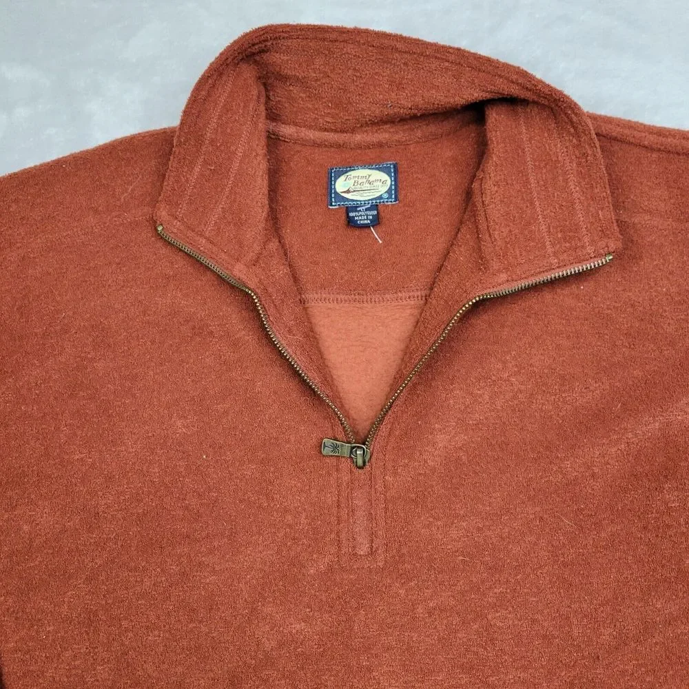 Tommy Bahama Sweater Men Large Mock 1/4 Zip Sweatshirt Heavy Terry Towel Vintage